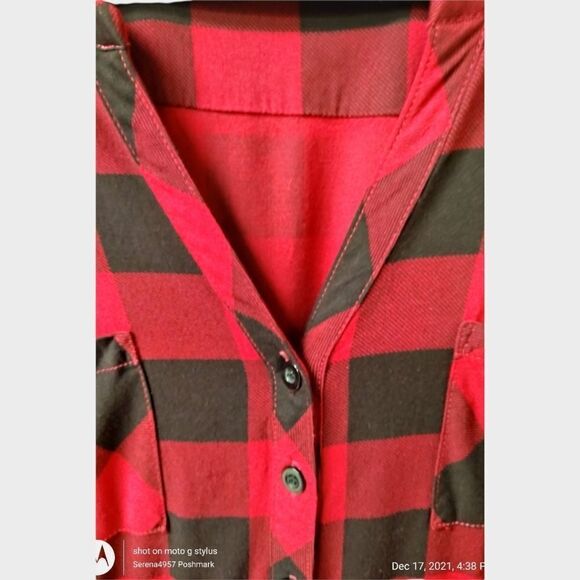 TORRID  maroon & black plaid challis button front midi dress Size M/L - Picture 3 of 16